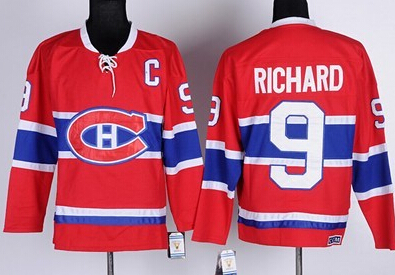 Men's Montreal Canadiens #9 Maurice Richard Red CCM Jersey Men's Montreal Canadiens #9 Maurice Richard Red CCM Jersey